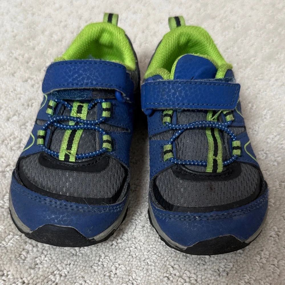 Merrell Kids Blue and Lime Green Hook-and-Loop Sneakers